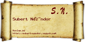 Subert Nándor névjegykártya
